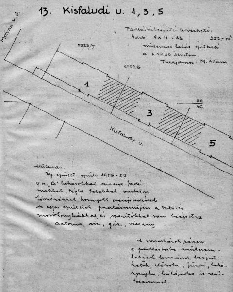 Kisfaludy utca 1-3-5. | Emeletráépítés terv 1961